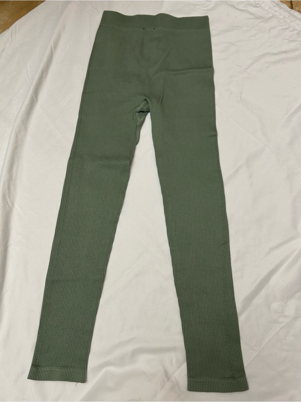 Zara Olive Green Ribbed Leggings